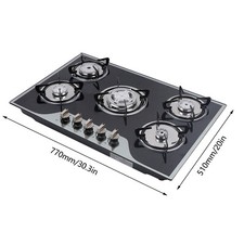 5 Burner Gas Stove Cast Iron Gas Hob Burner Cooker + Stainless Steel Water Tray