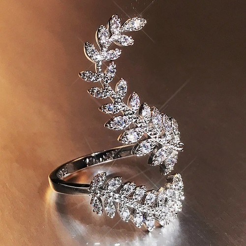 Huitan leaf open ring silver - leaf,