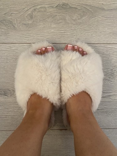 Worn women white - worn, fluffy