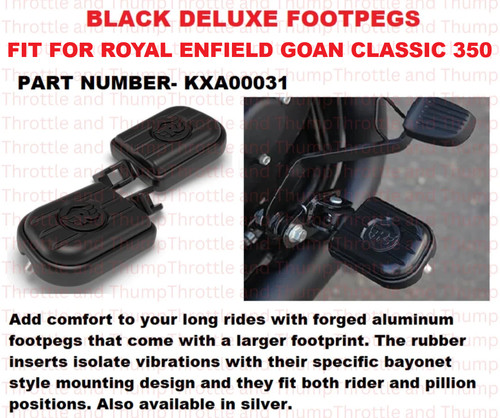 Black deluxe footpegs fit - footpegs, for