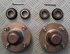 Pair of Trailer Hubs - 4 stud, 4" PCD (complete with bearings)
