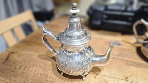 Vintage moroccan teapot silver - moroccan,