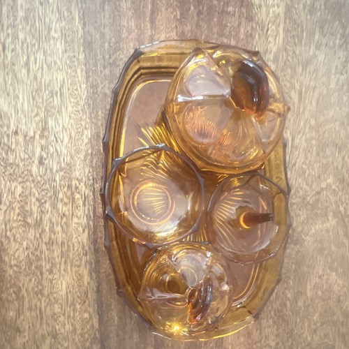 Amber glass vanity set with - amber,
