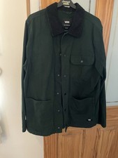 Vans Mens Jacket Mens Medium Dark Green Drill Chore Coat Worker Overshirt