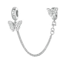 Butterfly Safety Chain Charm Spacer Stopper Genuine 925 Sterling Silver 💖