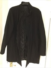 PRIMARK Black Polyester Long Coat / Storm Collar / Zip & Stud Fastening -size XL