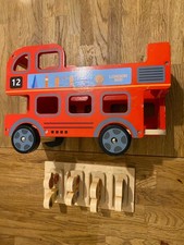Woody Treasure Double Decker Bus  Wooden Toy With Figures Playset (London Buses)