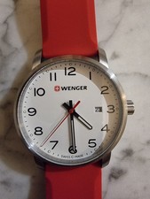 Wenger Watch Stainless Steel Body Red Silicone Strap GENUINE SWISS 