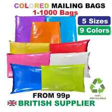 Colour Mailing Bags Strong Polythene Postage Parcel Postal Seal Mixed All Size