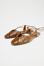 NEW ZARA Tan Brown leather