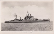 HMS Sheffield Light Cruiser (1937-1967) Unused RP Postcard