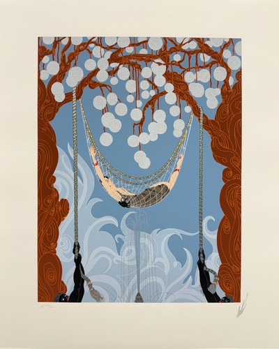 Erte spider web serigraph 1980 - serigraph,