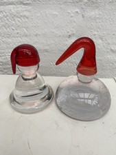 Hadeland Glassverk Gnomes Elf Figurines Red Hat Nisse Art Glass Nordic Folklore 