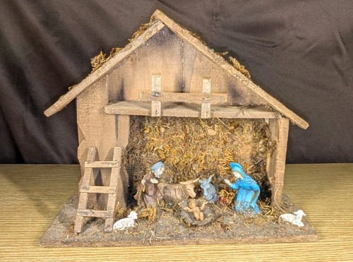 Nativity set vintage wooden - set,
