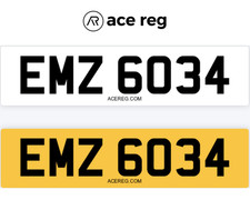 Personalised Number Plate Cherished Dateless EMZ 6034 EMMA EMZA EMMY EMA 786
