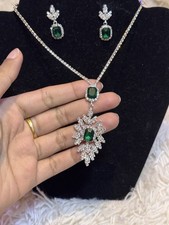 Emerald Green Necklace and Earrings Set | Luxury Bridal Jewelry |Party Wear Gift