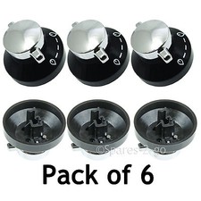 6 x STOVES Oven Gas Control Knob Hob Cooker Switch Silver Black Chrome