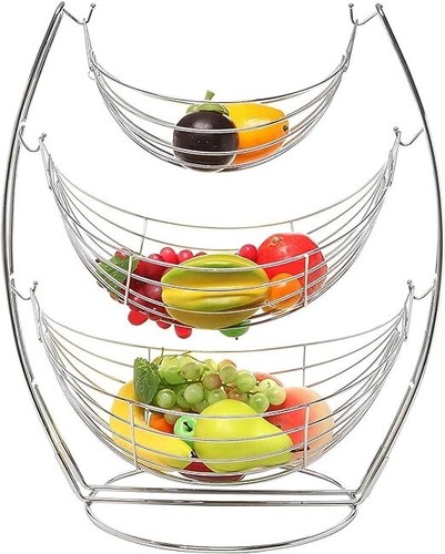 Tier chrome swinging fruit - 3-tier,