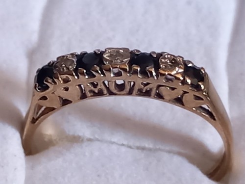 9ct gold sapphire diamond - gold, &