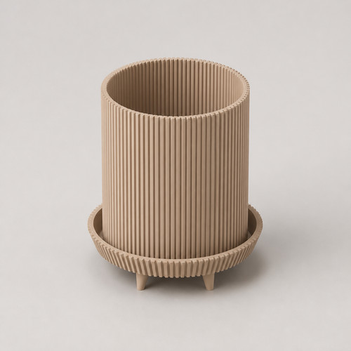 Ribbed pedestal planter fluted - planter,