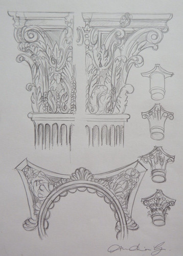 Architectural pencil drawing - pencil,