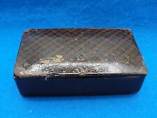 Antique/Vintage Snuff Box Papier Mache Paper Patch Checked Design Top Tactile