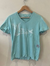 Seal Kay Blue Turquoise V-Neck Size Medium Graphic Print T-Shirt Good Condition