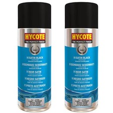 Hycote Colour Fast Drying Aerosol Spray Paint Satin Black 400ml x2