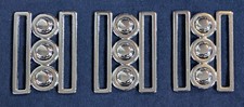 Set of 3 x Nurse Belt Clasp 8cm Tall Metal, Buckle, Cinch Waspie Silver Colour