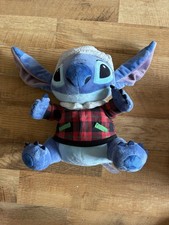 Walt Disney Store Stitch Plush Toy Christmas Plaid Jacket Hat Soft Large Lilo