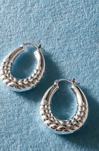 925silver round hoop huggie - 925silver,