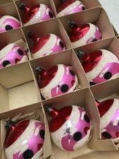 Vintage Early 1950s X11 Glass Father Christmas Bauble Set