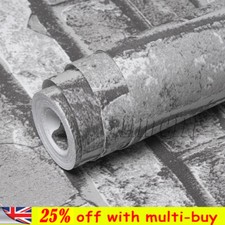 3D Slate Stone Brick·Effect Wallpaper Light.Grey Textured Realistic Vintage Wall