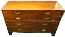 VINTAGE CAMPAIGN MILITARY STYLE  MAHOGANY CHEST  FOLD DOWN DRAWERS & RISING TOP
