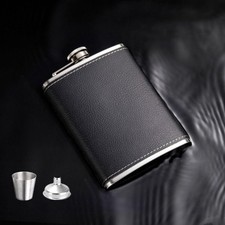 8Oz Stainless Steel Flagon Leather Texture Hip Flask Leakproof Whiskey Flasks