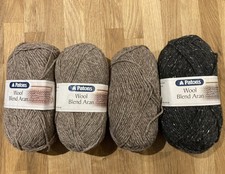 400g PATONS PURE WOOL BLEND ARAN TWEED MARL YARN BROWN BLACK FLECK