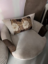 L Shaped Sofa And  Swivel Love seat With Poof