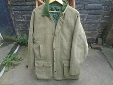 Men's green tweed field coat / shooting jacket, made in England, size UK large