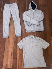 Grey Lacoste Tracksuit Size 16 and T-shirt Size Xs Excellent Condition