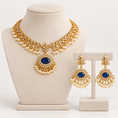 South indian kundan necklace - south,