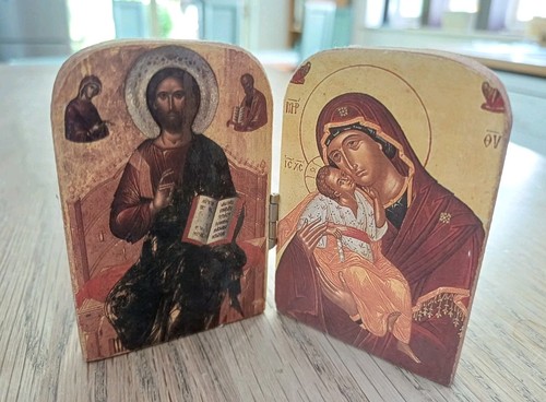 Greek orthodox wood diptych - greek,