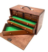 Antique Wooden Engineers Toolbox / Tool Box / Collectors Cabinet c.1950