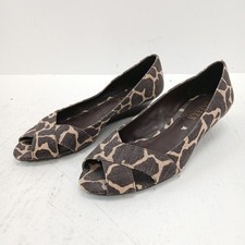 Ralph Lauren Low Wedge Shoes UK 3.5 US6.5 Brown Giraffe Print Peep Toe RMF30-SM