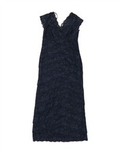 DEBUT Womens Maxi Dress UK 14 Medium Navy Blue Nylon AH08