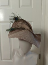 beige large straw fascinator