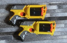 x2 Nerf Yellow N-Strike Revolver Dart Gun VGC Toy Dart Kids Shoot Gun Blaster 