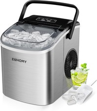 EUHOMY Ice Maker Machine Countertop Ice Cube Maker with Portable Handle