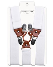Men Plain Suspenders for Trouser, Thick 35mm Y Shape Wide Leather Braces