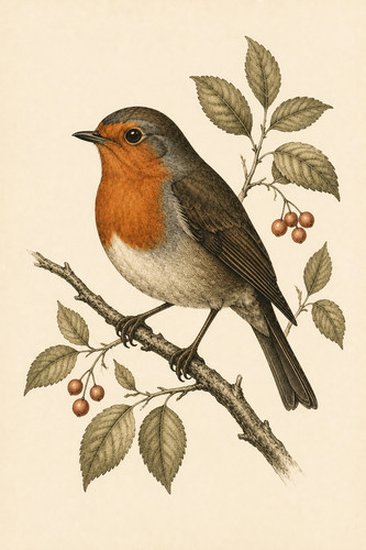Vintage bird botanical - vintage,