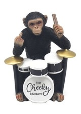 Rude Drummer Monkey Ornament Cheeky Animal Statue Middle FingerUp Chimp Figurine